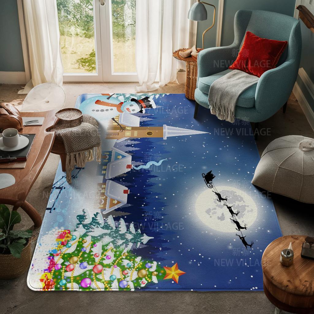 House Entrance Carpet Home Door Mat Living Room Bath Foot Bathroom Non-slip Water Absorption Rugs Bath Merry Christmas Winter