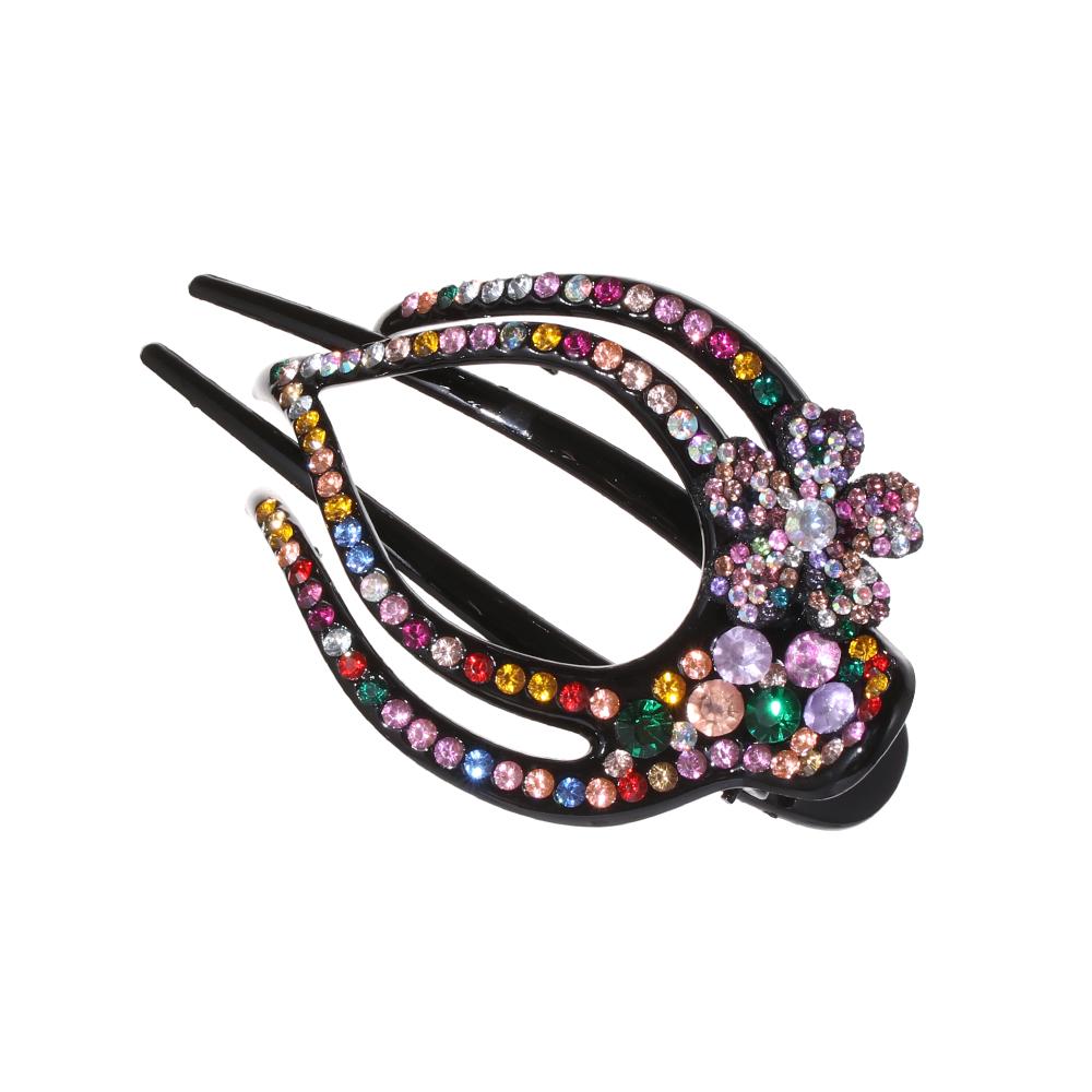 Crystal Styling Tool Flexible Hairpins Heart  Flower Rhinestone Hair Clip Hollow Claws Acrylic