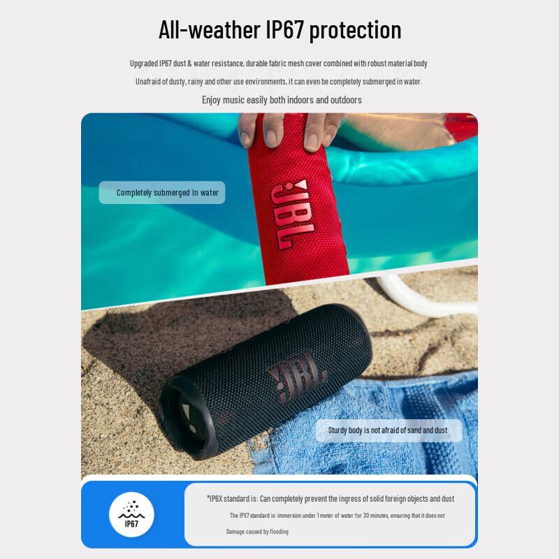 JBL FLIP6 Portable Bluetooth Speaker - Upgraded from Flip5 CN plug (adapter included)