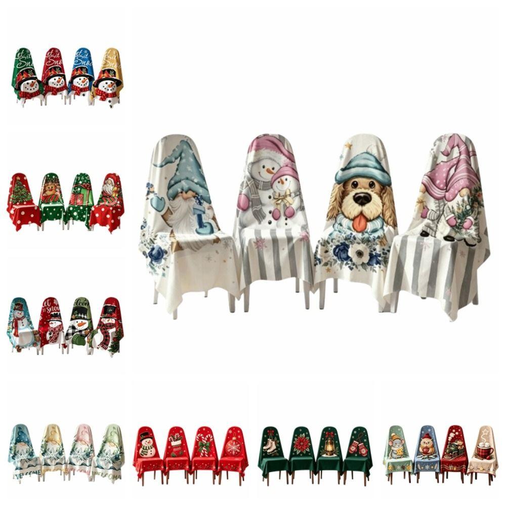 4 pcs Dustproof Chair Protective Sleeves Dwarf Santa Chair Dust Cover New Year Party Decor