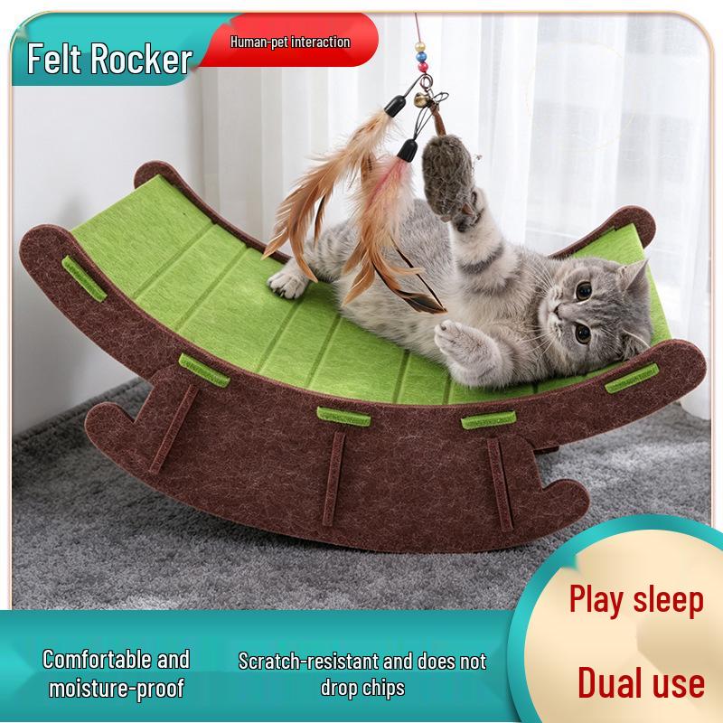 Vertical Felt Cat Scratching Post & Bed with Integrated Toy - Durable, Wear-resistant, No Shedding