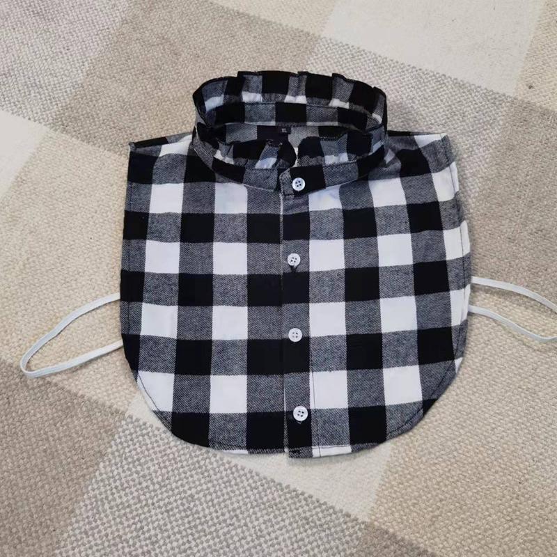 Plaid Women Shirt False Collars White  Removable Lapel Collars For Women Fake Collar Women Detachable Collars Nep Kraagie