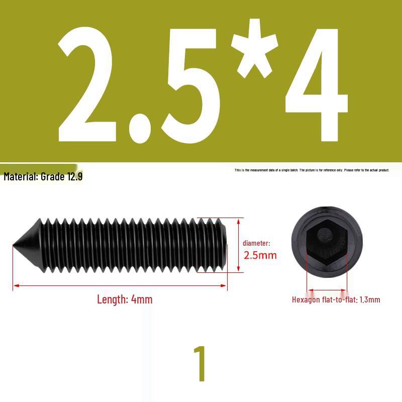 12.9 Edelstahl 304 Innensechskant Kegelspitze Gewindestift M2/M3