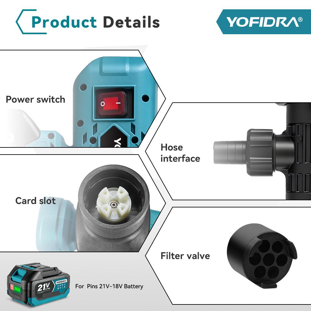 Yofidra Bomba de Água Brushless de 3 Engrenagens 80–150 L/min Bomba Elétrica Sem Fio para Transferência de Óleo Jardim Barco Piscina Para Bateria Makita 21V Pino