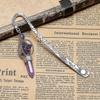 Metal Amethyst Crystal Bookmark Healing Crystals Gemstone Pendant Charm Book Marker For Women Men