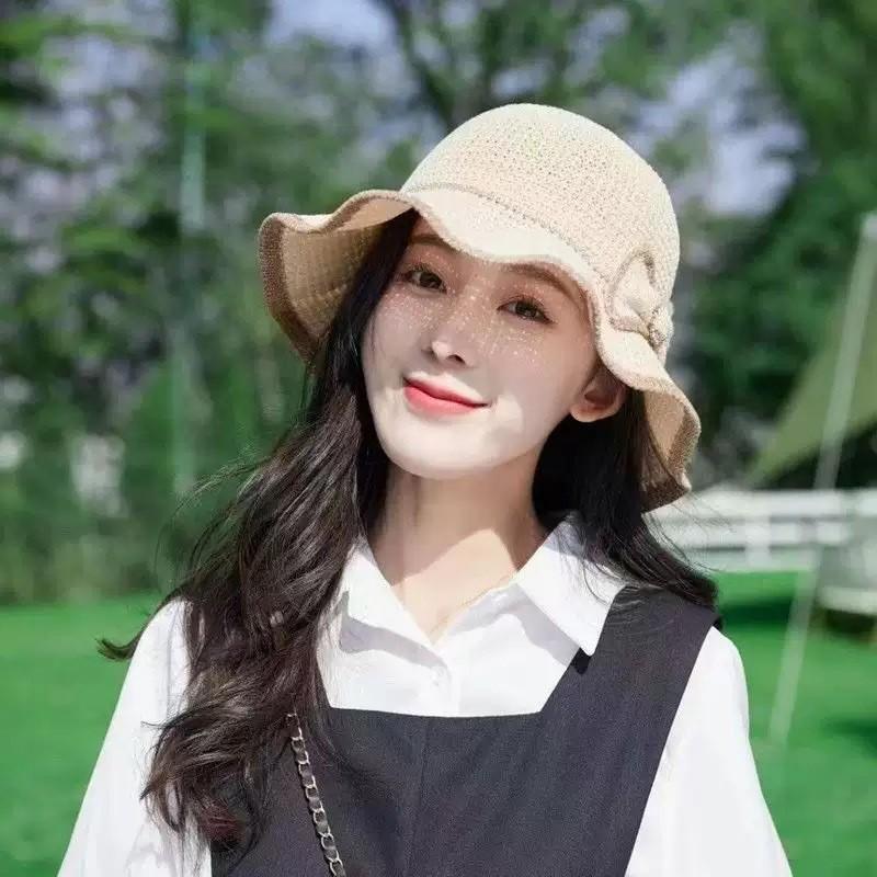 Summer Outdoor Sun Hat For Women With Wide Brim Foldable Breathable Polyester Sun Protection