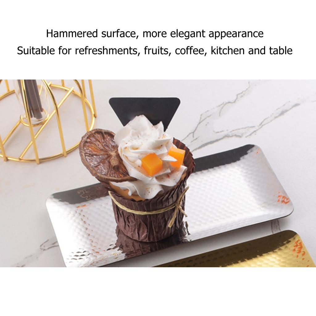 25x11cm Towel Hammered Trays Stainless Steel Multi Purpose Dishwasher Safe Dessert Tray Plate for Home Restaurant