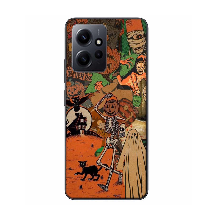 Halloween Fall Art Witch Cat Phone Case For Redmi 12 13C 12C 15C 9 10 10C Note 13 Pro Plus 14 15 Pro 9T 9C 9A TPU Soft Cover Cle