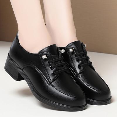 Schwarze Arbeitsschuhe Damen Frühling und Herbst Lederschuhe sind nicht müde nach langem Stehen Damenschuhe mit weichen Sohlen und bequem