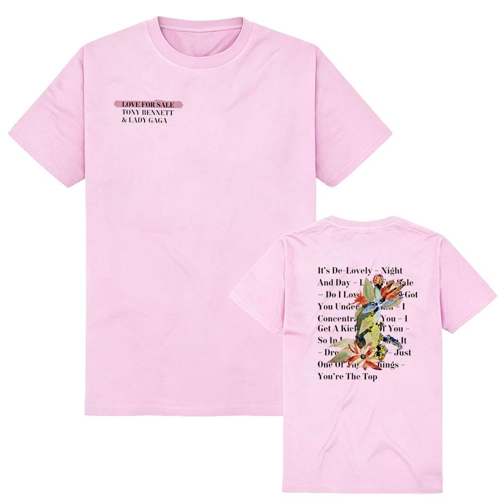 Lady Gaga Love for Sale Tracklist T-Shirt Vintage Watercolor Floral and Plant Prints High Quality Cotton Short Sleeve Men Women