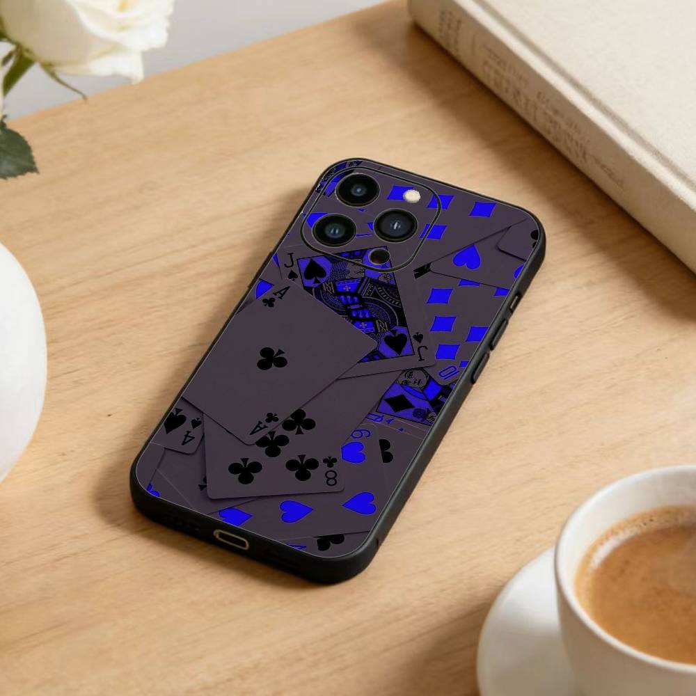 p-poker Phone Case For iPhone17,16,15,14,13,12 Plus,Max Soft Silicone Black Cover