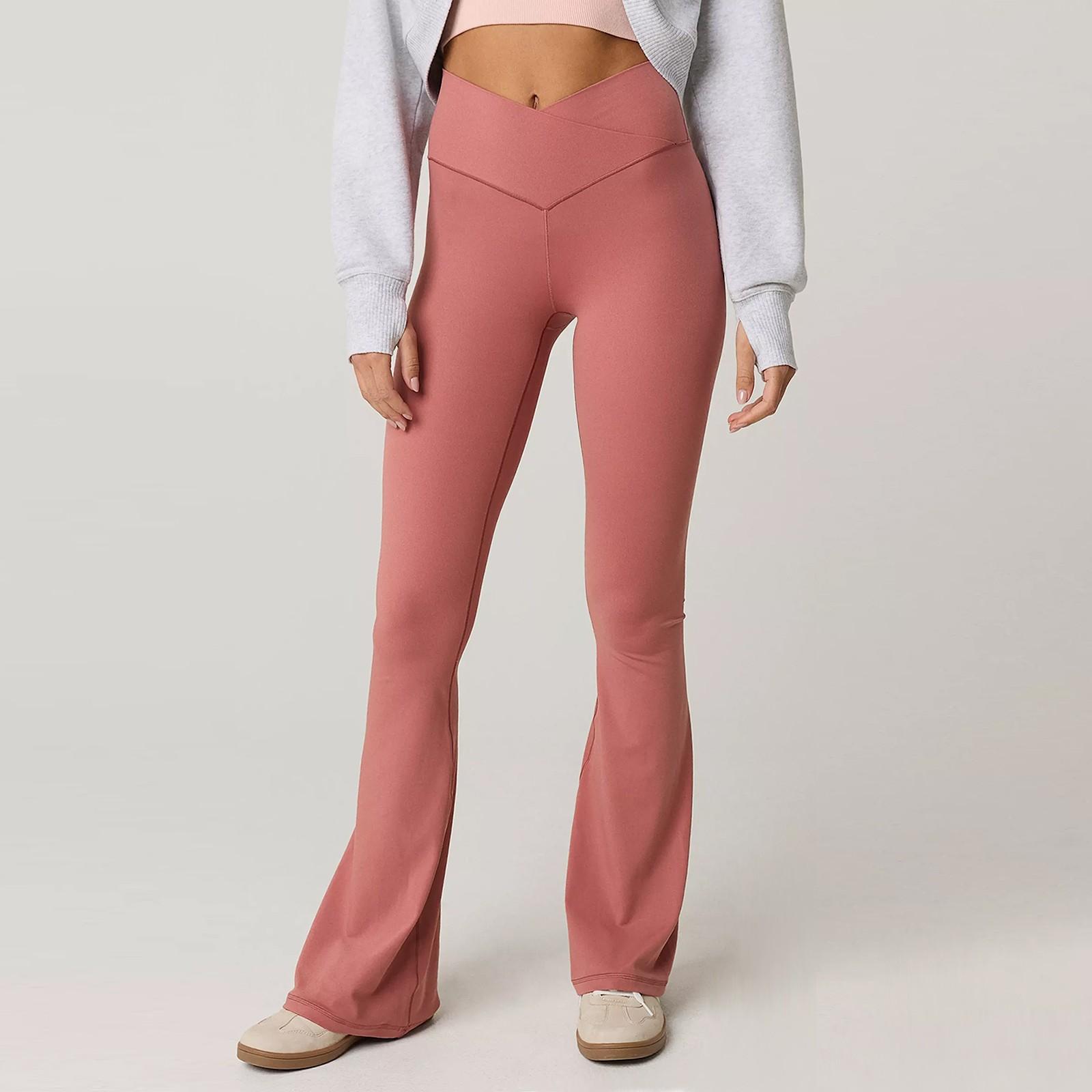 Женские брюки с V-образным поясом, широкие брюки-кюлоты, фитнес, йога, расклешенные брюки, подъем бедер, высокая посадка, брюки XL красный