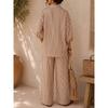 Fashion Striped Women Casual Long Sleeve Shirt Loose Pants Two Piece Set