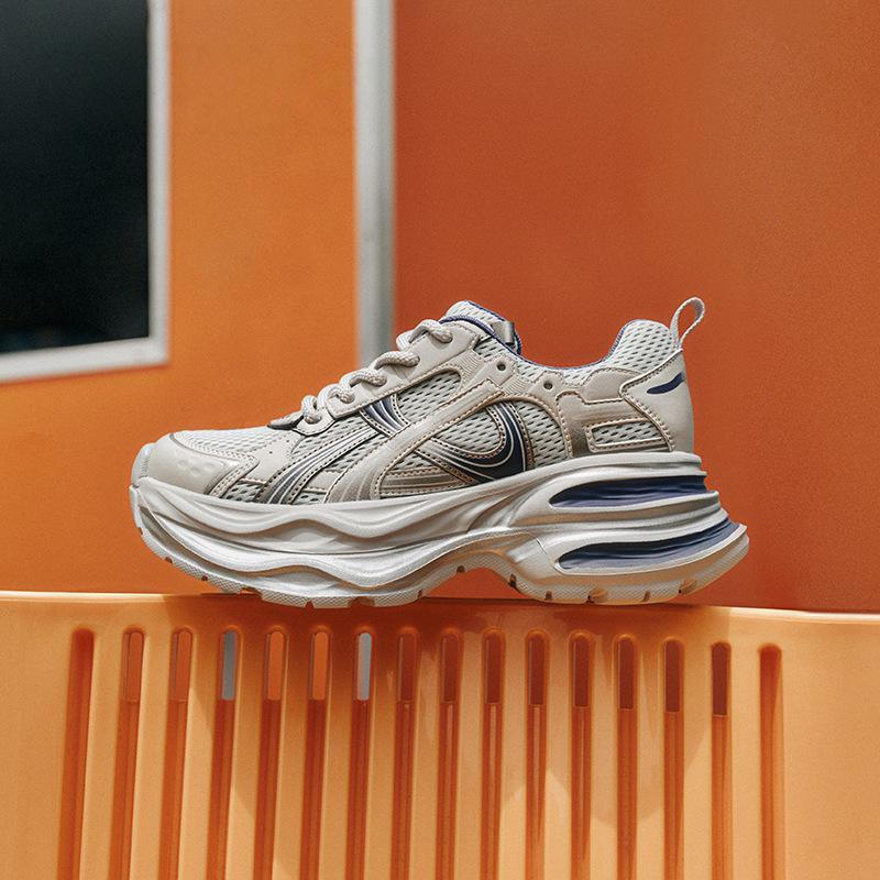 Leather Breathable Mesh Color Matching Dad Shoes Women 2025 New Autumn Hollow Versatile Hong Kong Style Sports and Leisure Shoes