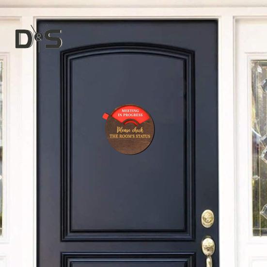 Rotatable Wooden Office Door Sign Meeting In Progress Office Door Busy Sign Welcome Please Knock Meeting Room Door Plaque Decoration