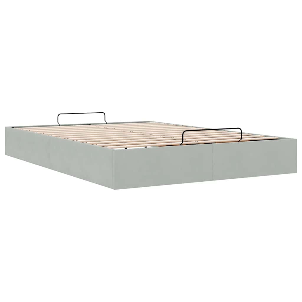 Ottoman Bed without Mattress Light Grey 140x190 cm Velvet