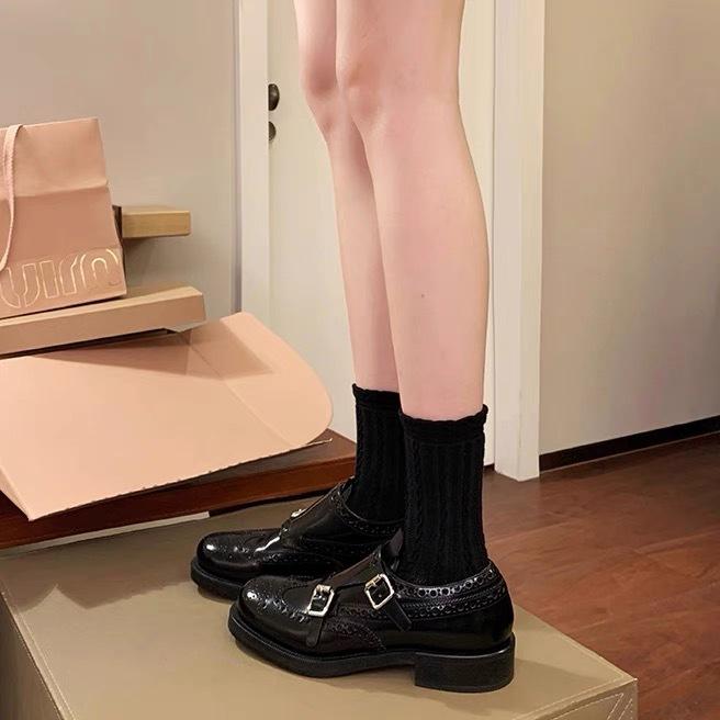 British style exquisite carved baroque single shoes Munch leather shoes women's shoes genuine leather small leather shoes