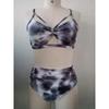 Print 2 Piece Plus Size Bikini Women Strapped Hollow Large Swimsuit High Waist Lady Swimwear Chubby Curvy Bathing Suit