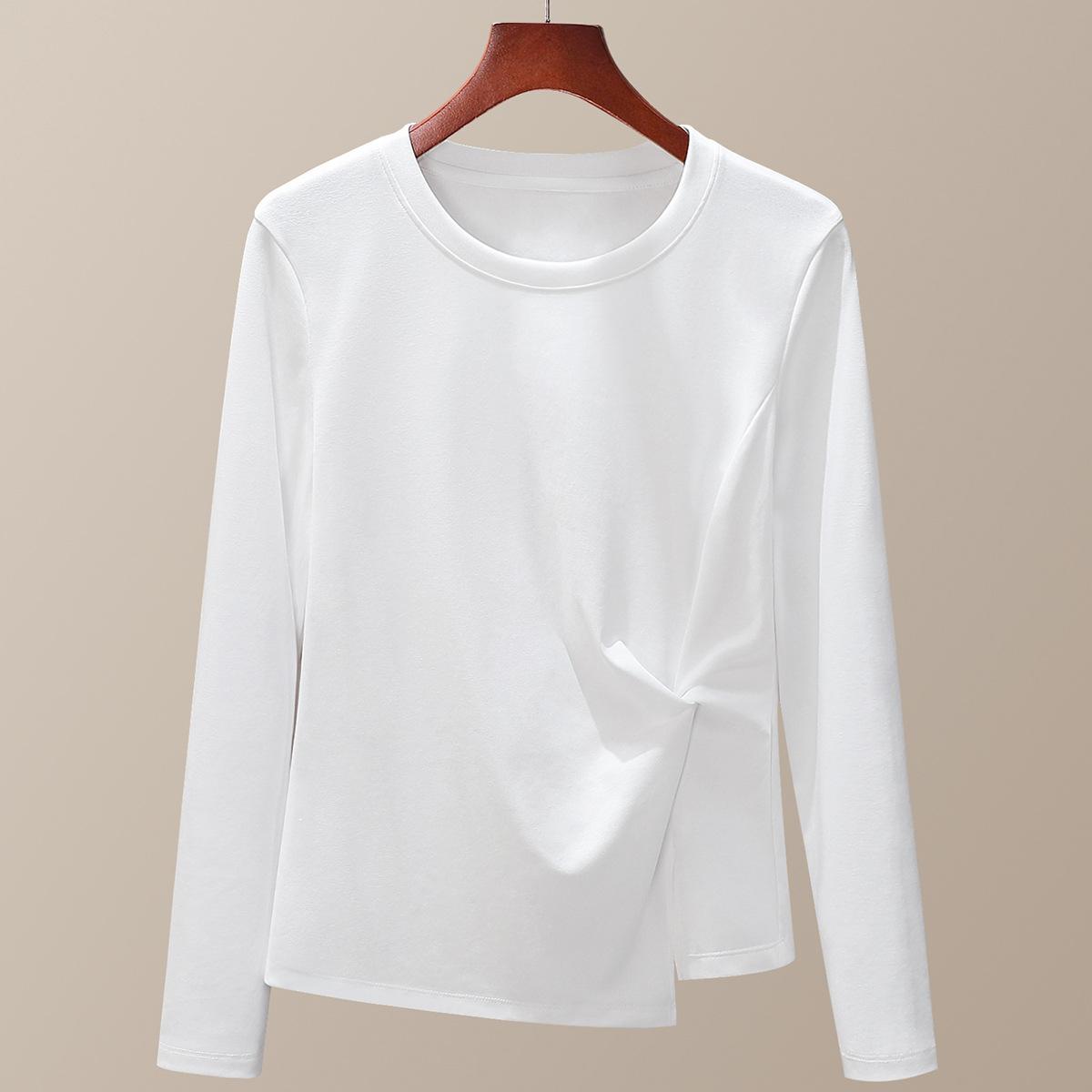 

Торговый центр осень новый однотонный простой дизайн темперамент нерегулярный изгиб разрез вилкой длинный рукав женщина M белый