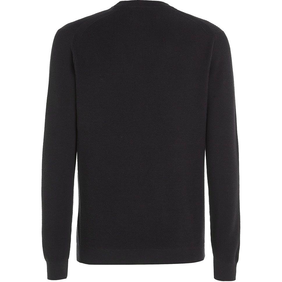 Calvin Klein Crew Neck Slim Fit Logo Pullover Long Sleeve Knit Sweater Men Sweater Black J30J324598-BEH