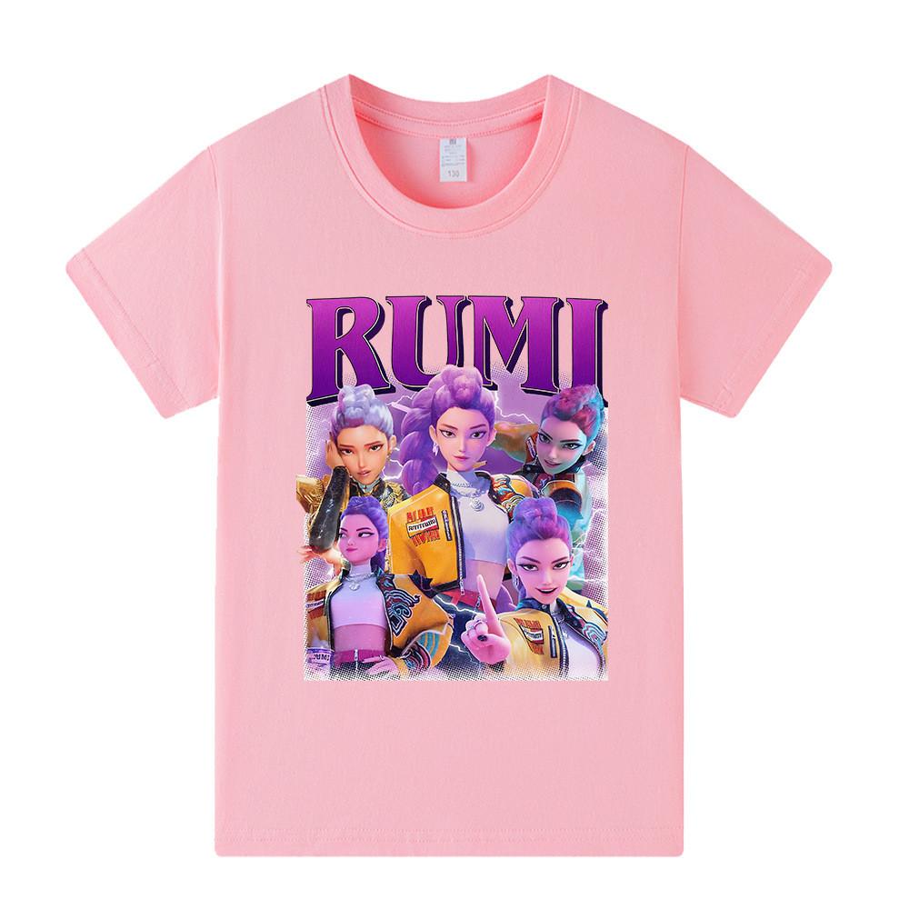 A1208 Kids Boys Girls Kpop Rumi Zoey Mira Print Short Sleeves T-shirt