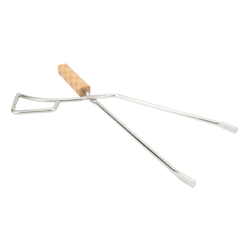 Fire Pit Tongs Heavy Duty Stainless Steel Lengthen Widen Thicken Beech Wood Handle Fire Tongs for