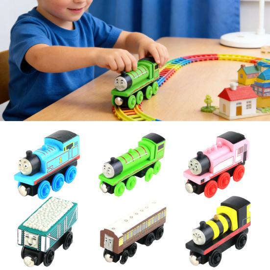 Kids Magnetic Train Toy Cartoon Classic Steam Train Model Toddlers Boys Girls Educational Locomotive Engine Carriages