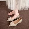 Champagne Sequins Heightening Single Shoes 2025 Xiuhe Main Wedding Dress Two Wear French Bride Shoes Daily Wear Bridesmaid Shoes