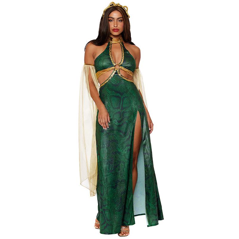 

Medusa Snake Hair Halloween Costume - Greek Mythology Cosplay Large зелений