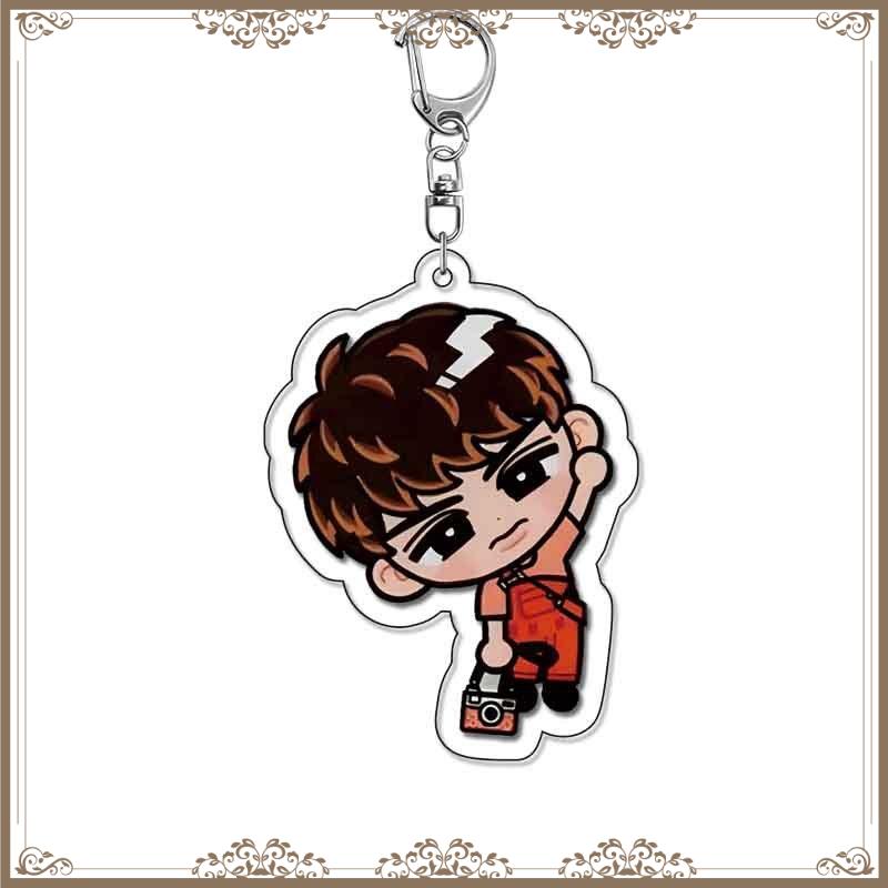 Korean Pop Stars Plastic Keychain Cute Q Type Cartoon Idols Baji Bag Tag Decorative Keyrings Trendy Gift