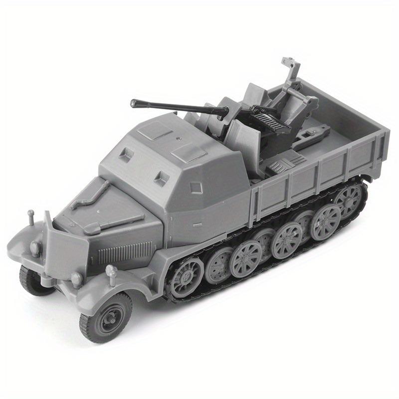 1:Miniatur-Halbkettenfahrzeug im Maßstab 1:72, Modellspielzeug, FLAK37 aus dem Zweiten Weltkrieg, 4D-Montagefahrzeug, DIY-Kit