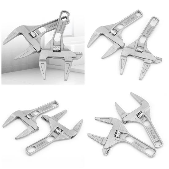 Adjustable Wrench Precision Scale Markings Extra-Wide 68mm Mouth Opening Compact Size Short Handle Wrench Home Repair Tool