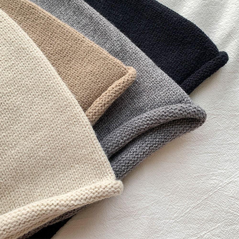 Ear Protection Drawstring Wool Cap Sweet Solid Color Pullover Hat Winter Knitted Cap  Autumn/Winter