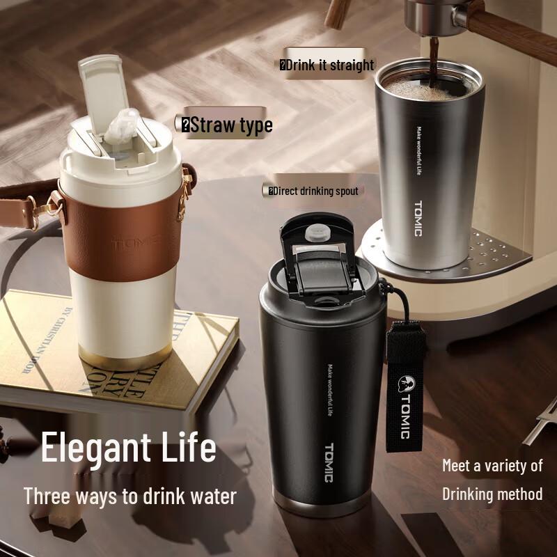 Temi 316 Stainless Steel Insulated Coffee Cup with Straw (500ml)