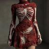 2025 Halloween European & American Street Style 3D Skull Print Short Sleeve Sweater
