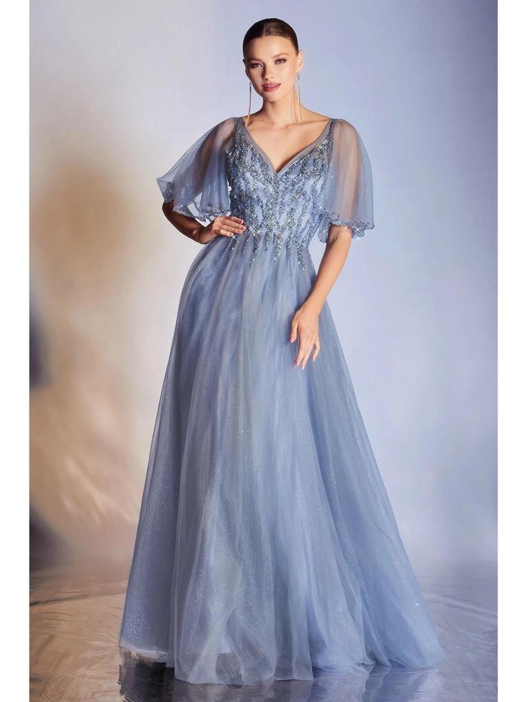 European & American V-neck Short-sleeve Slimming Evening Long Dress for Spring/Summer Women's Fashion