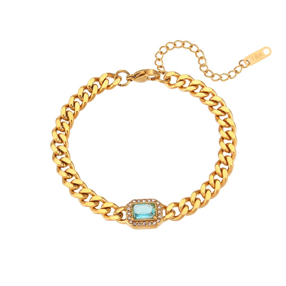 MamacitaSlay High Quality Gold Plated Cuban Chain AAA Zircon Necklaces Bracelets Stainless Steel Waterproof Jewelry for Women
