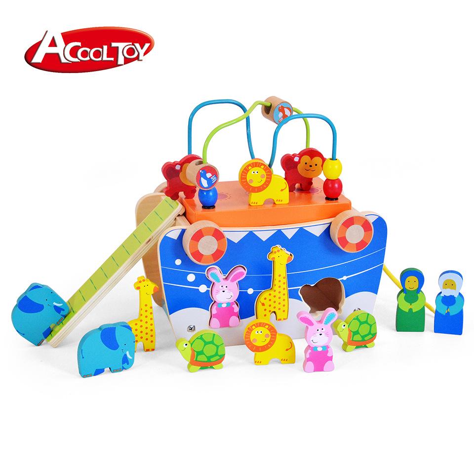 Multifunctional Wooden Early Education Maze and Bead Box for Children Ages 1-3