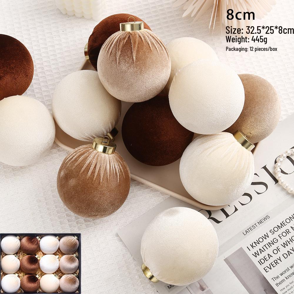 8cm Diamond Flocking Christmas Ball Set - Festive Tree Decorations