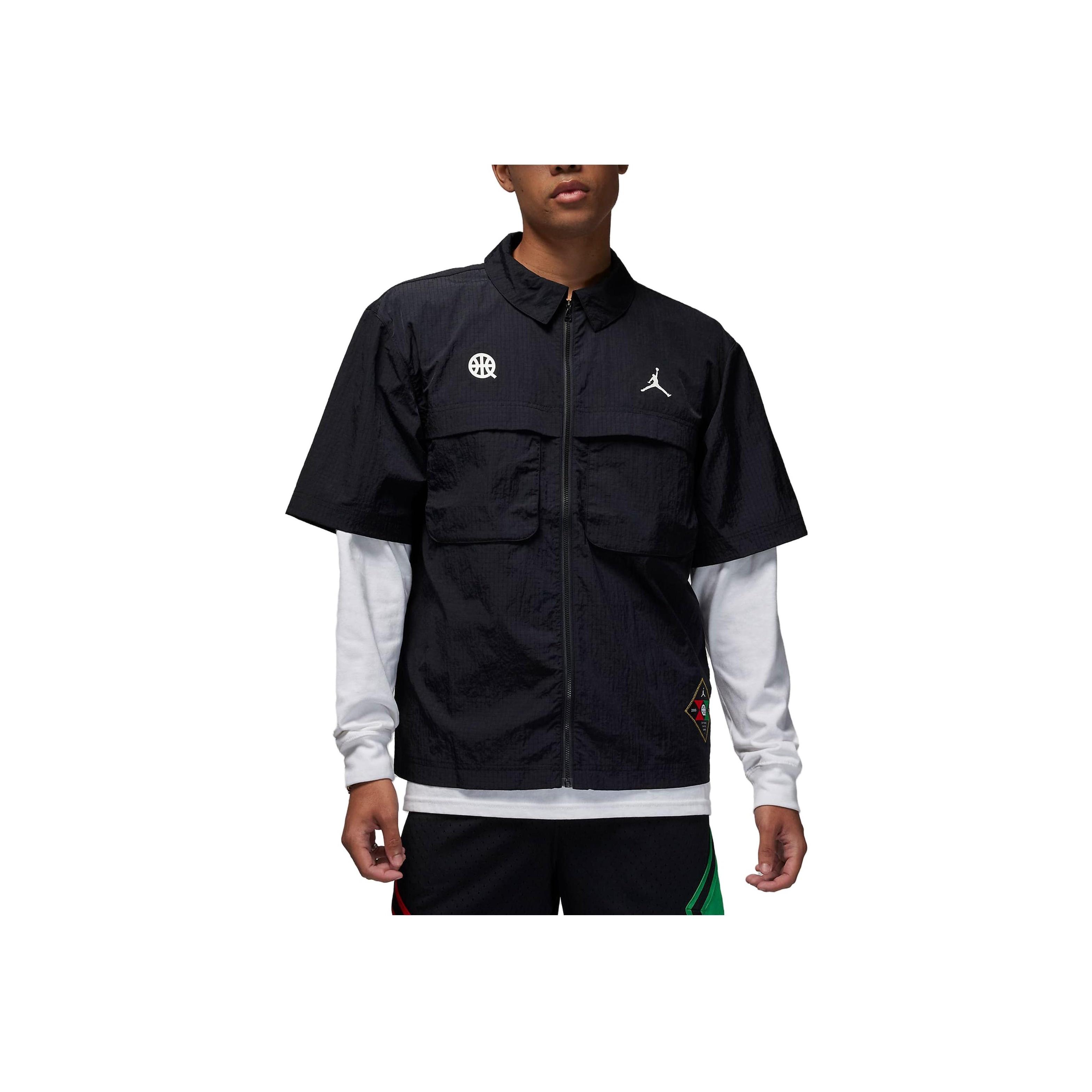 

Jordan Quai 54 Рубашка с короткими рукавами и квадратным вырезом с логотипом Мужские топы Черные FJ6989-010 S