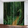 Deep Green Forest Children'S Style 3D Fashion 2 Pieces Boys Kid Window Blackout Curtain Living Room Bedroom Decor