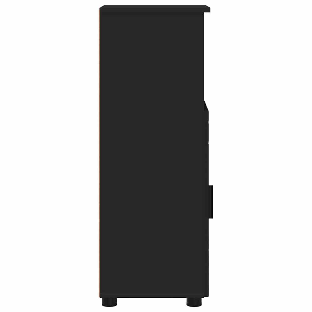 Black Bathroom Cabinet with Storage and Door 30 x 35 x 95 cm
