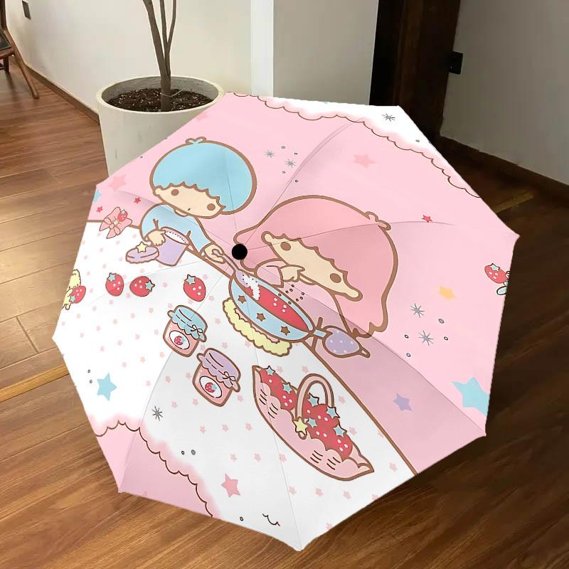1PC strawberry jam little twin stars Umbrella-8-Rib Reinforced, Automatic Open, Lightweight & Durable, Cute Fashion Accessory for Outdoor-P75