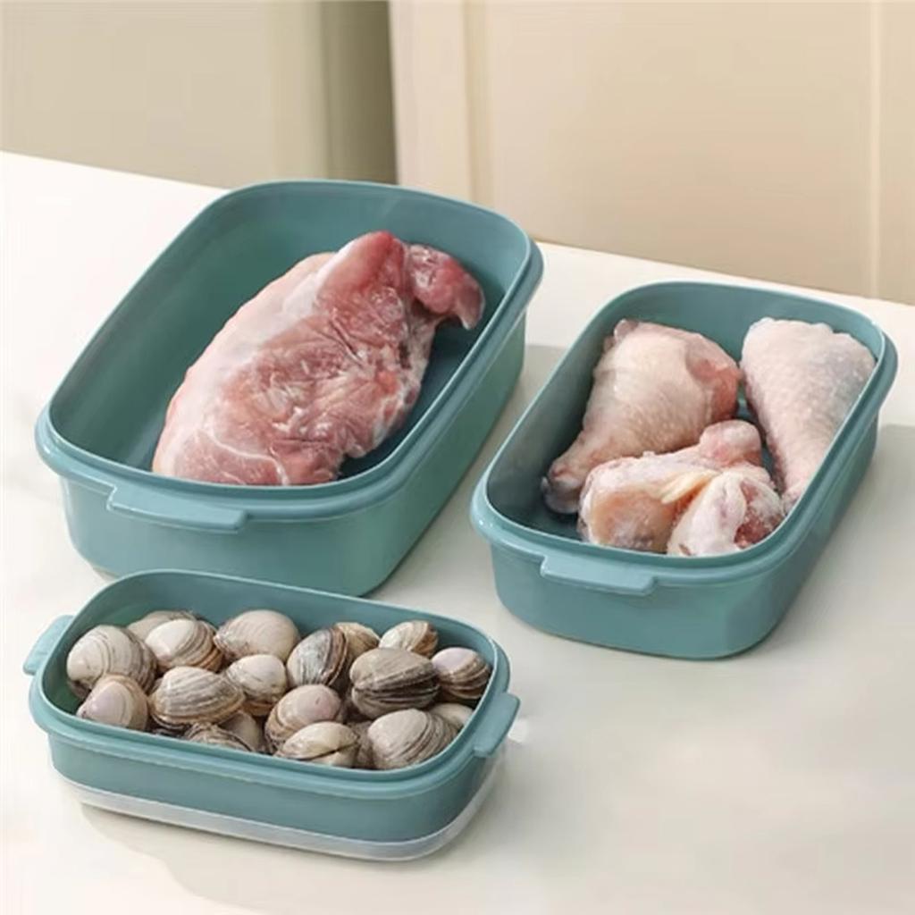 Food Grade Plastic Storage Containers 3 Pack Rectangular with Vents Microwave Safe Bowls for Fridge Salad