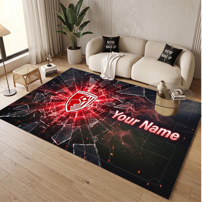 Personalized Crystal Velvet Carpet Bournemouth Football Pattern Non Slip Floor Rug