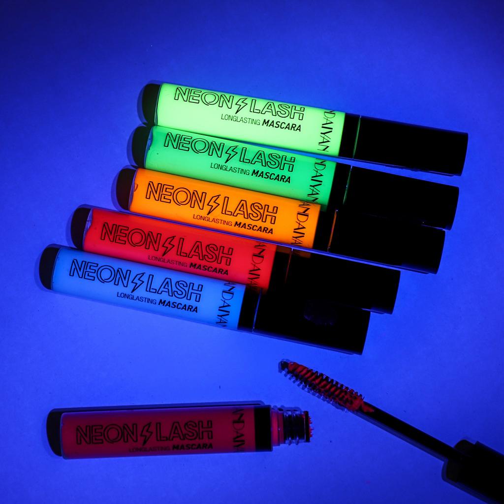 Mascara Neon HANDAIYAN, Mascara Colorato Impermeabile Allungante & Curvante, Trucco Occhi Neon Luminoso UV per Festa Festival