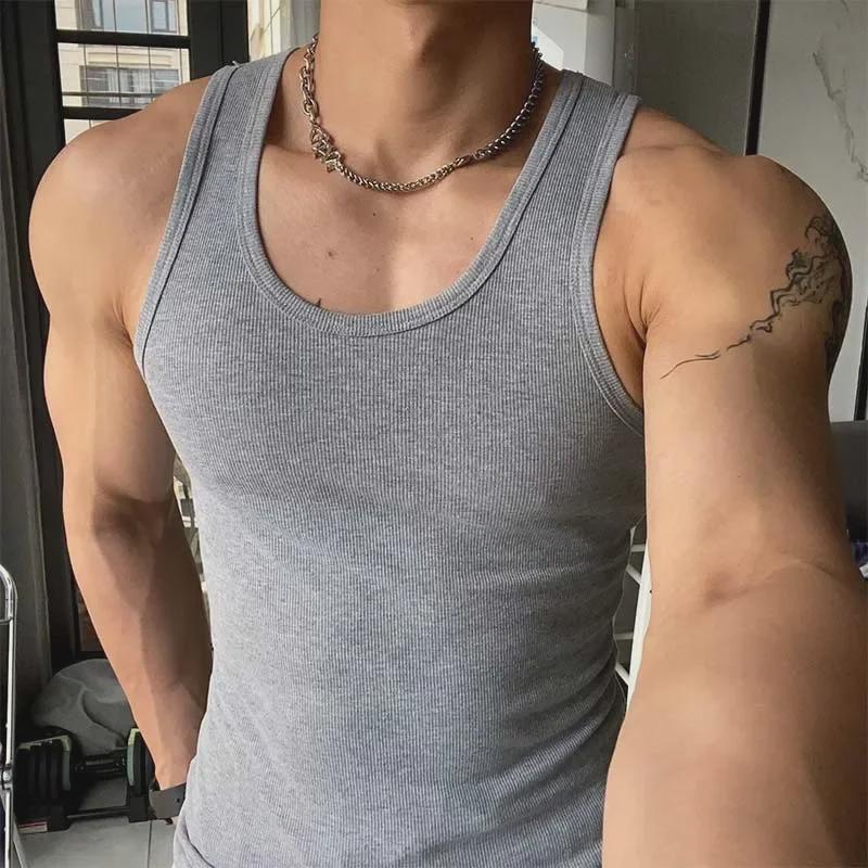 Herren Sommer I-Form Elastische Laufweste - Atmungsaktiv, Slim, Schweißabsorbierendes Fitness-Tanktop