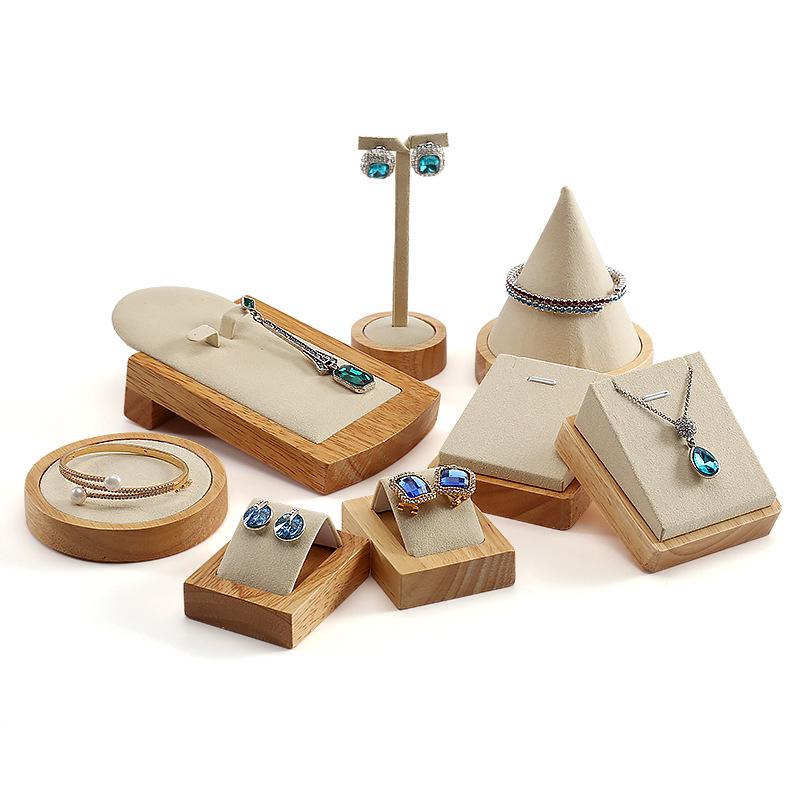 Digu Solid Wood Jewelry Display Stand for Rings, Necklaces, Earrings, and Pendants