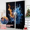 Flat Printing Curtain Fire Water Soccer Ball Digital Printed Polyester Drapes Festive Holiday Use Door Wall Yard All Curtains Set Of 2 Made