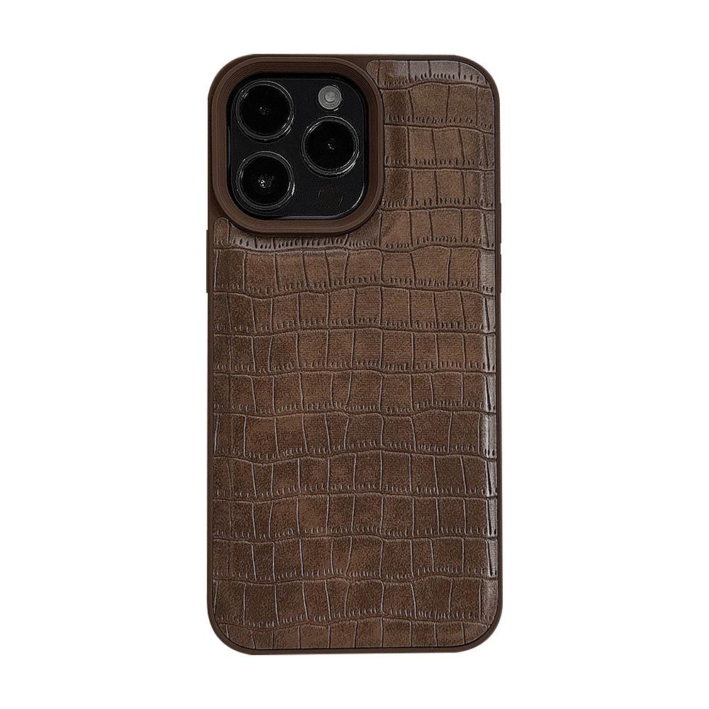 Retro Brown Crocodile Leather Pattern 15 Apple 16 Mobile Phone Case 14promax Premium Style Suitable for IPhone 13 Personality 11